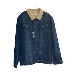 AXEL Denim Sherpa Collar Trucker Jacket Blue Size XXL SEE DESCRIPTION